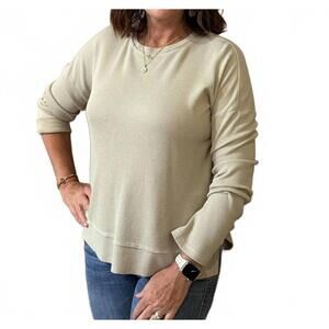 NEW MODODOC long sleeve crew neck boxy top in eucalyptus